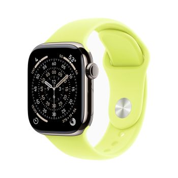 Apple Watch Series 11, 46 mm, Nalural Titanium GPS+Cellular, Neon Yellow Sport Band S/M